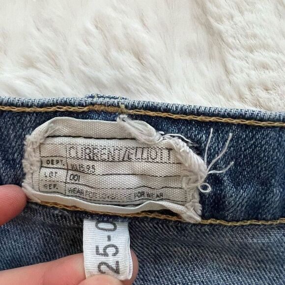 Current/Elliott The Cropped Straight Jean Slightly Relaxed Distressed size 25 - Picture 4 of 11